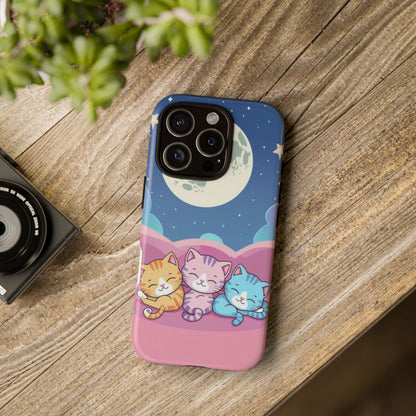 Cat Tough Cases - Cute Cats Sleeping Under the Moon and Stars Phone Case